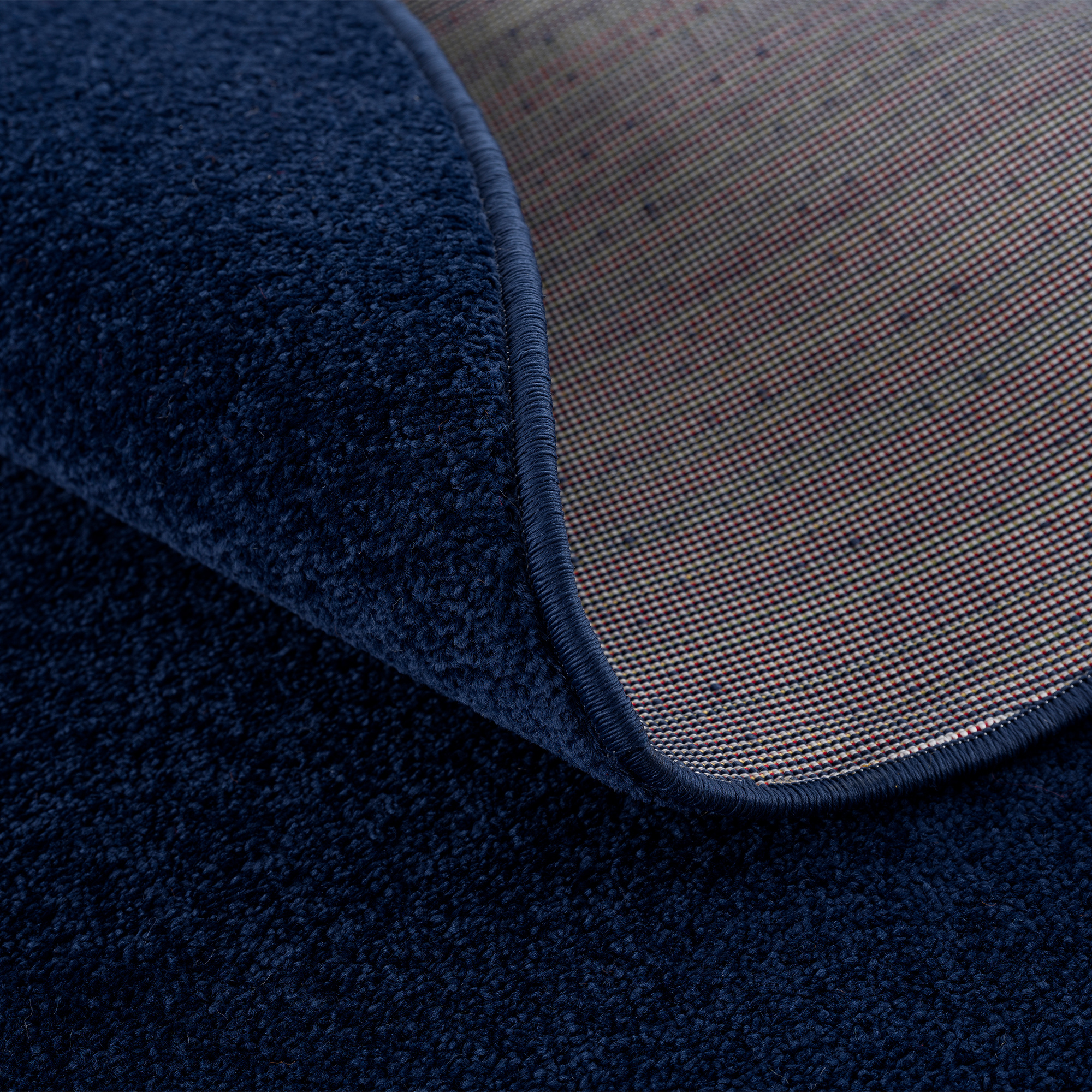 Uni Rond Effen Laagpolig Vloerkleed Modern Donker Blauw Navy