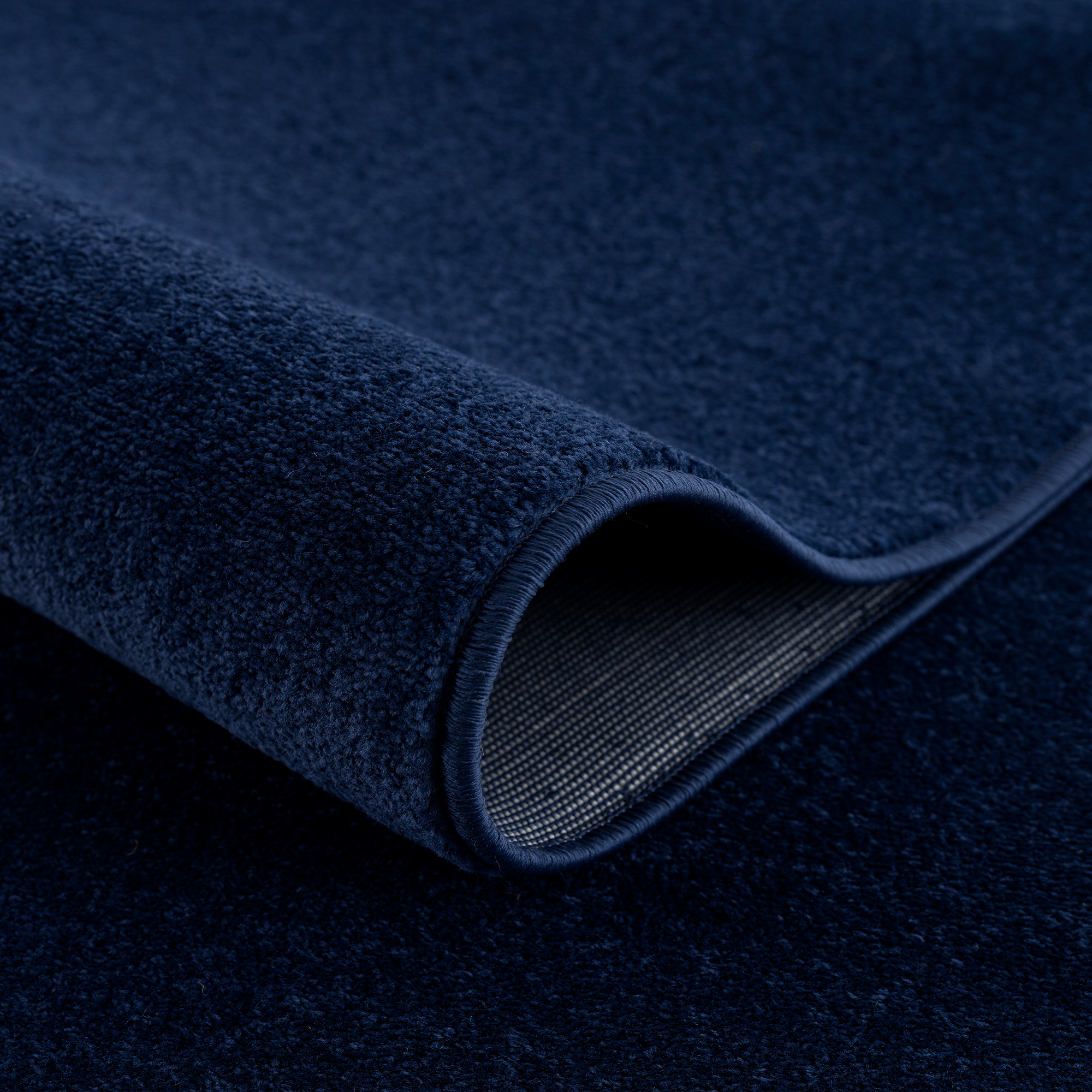 Uni Effen Laagpolig Vloerkleed Modern Donker Blauw Navy