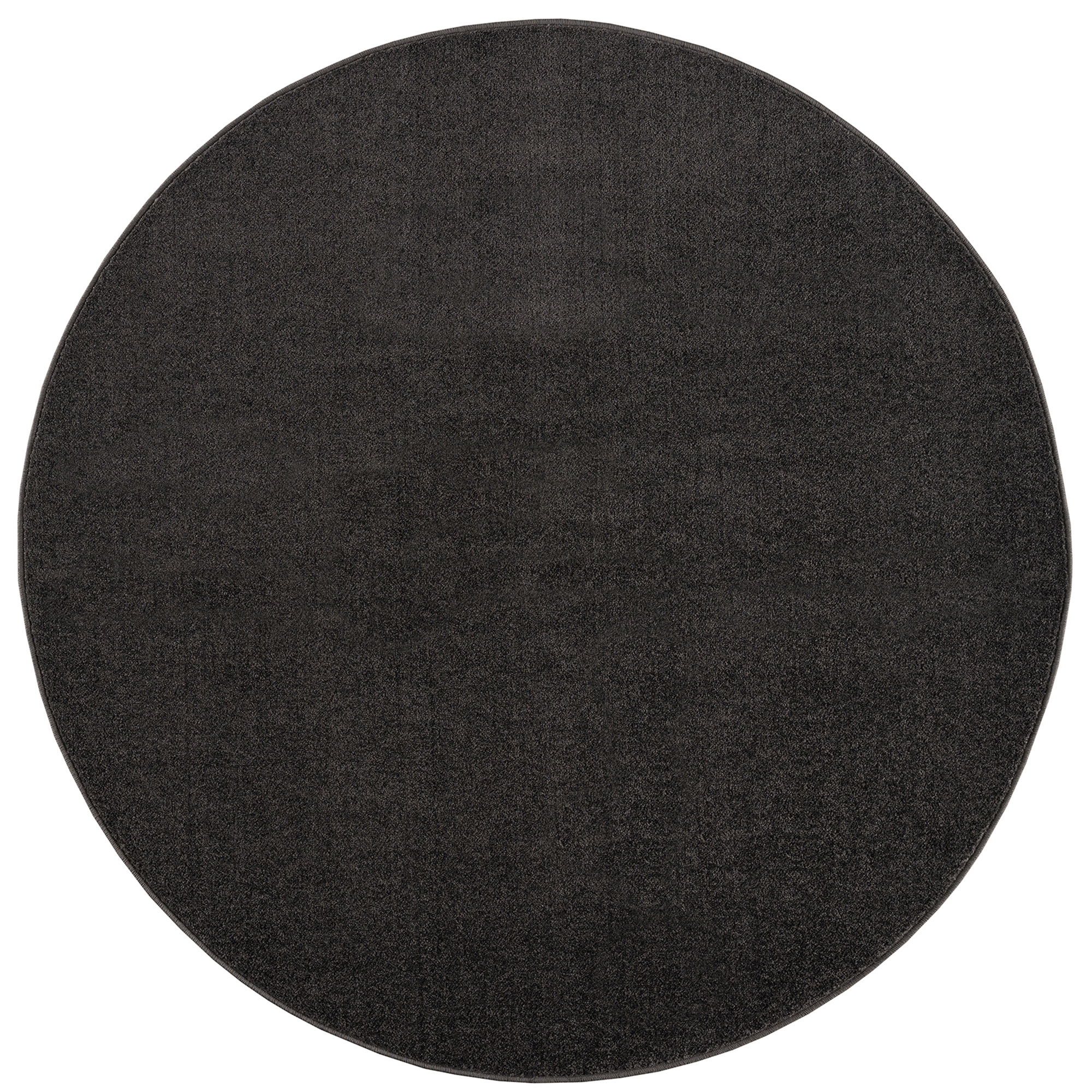Uni Rond Effen Laagpolig Vloerkleed Modern Donker Grijs