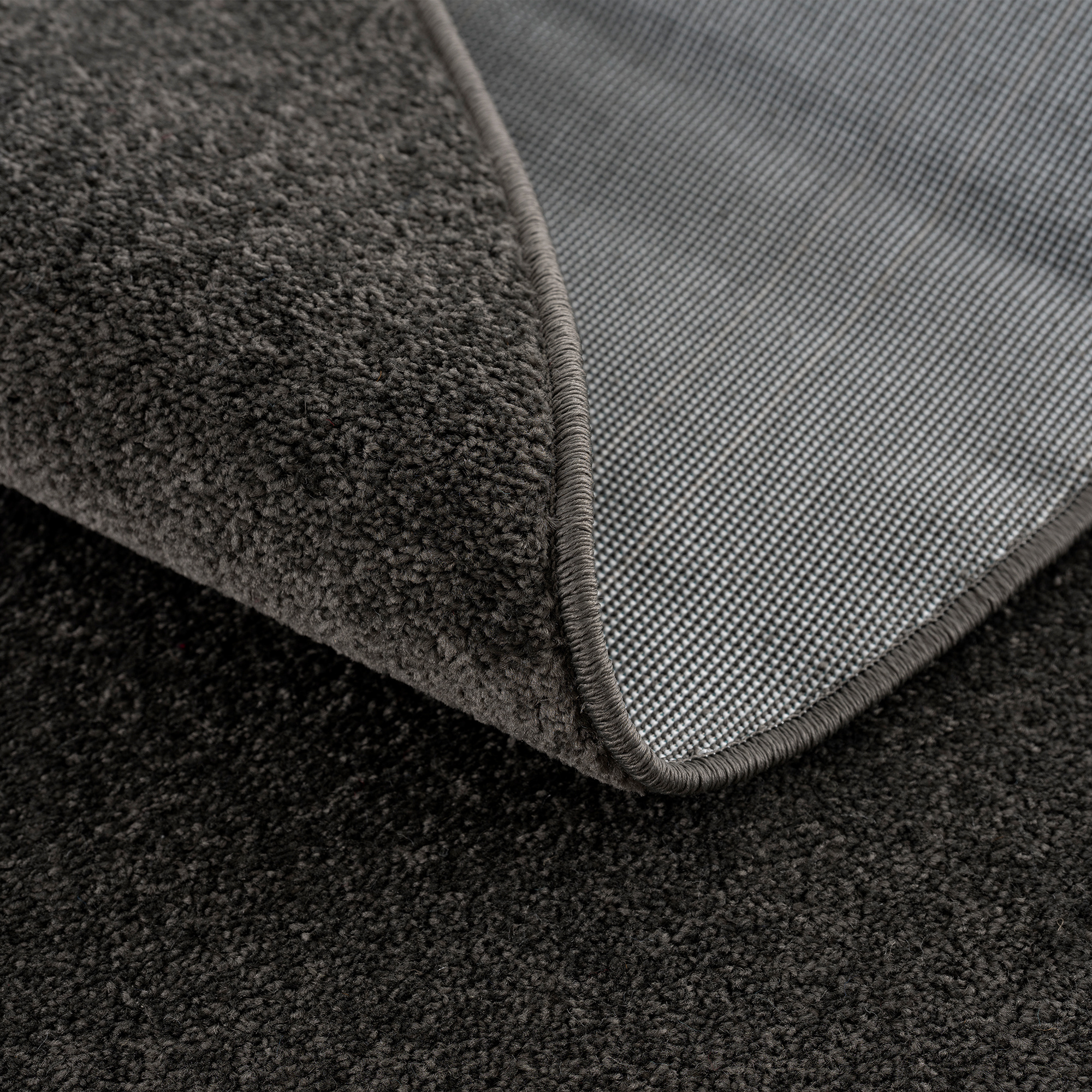 Uni Rond Effen Laagpolig Vloerkleed Modern Donker Grijs