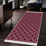 Boho Kelim Dubbelzijdig Wasbaar Vloerkleed Rood Creme