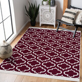 Boho Kelim Dubbelzijdig Wasbaar Vloerkleed Rood Creme