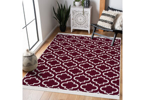 Boho Kelim Dubbelzijdig Wasbaar Vloerkleed Rood Creme