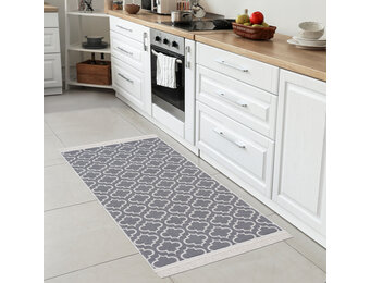 Boho Kelim Dubbelzijdig Wasbaar Vloerkleed Grijs Creme