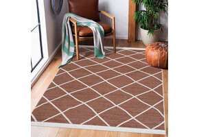 Boho Kelim Dubbelzijdig Wasbaar Vloerkleed Koper Creme