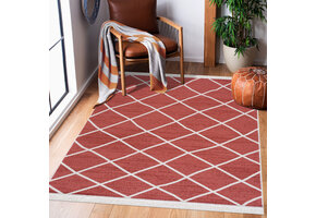 Boho Kelim Dubbelzijdig Wasbaar Vloerkleed Rood Creme