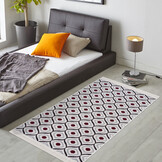 Boho Kelim Dubbelzijdig Wasbaar Vloerkleed Paars Creme