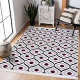 Boho Kelim Dubbelzijdig Wasbaar Vloerkleed Paars Creme