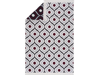 Boho Kelim Dubbelzijdig Wasbaar Vloerkleed Paars Creme