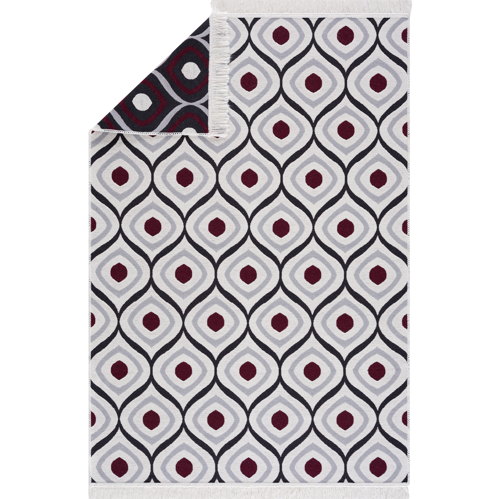 Boho Kelim Dubbelzijdig Wasbaar Vloerkleed Paars Creme