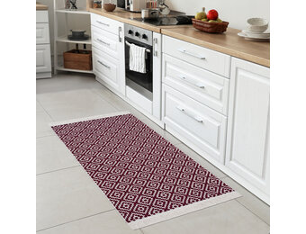 Boho Kelim Dubbelzijdig Wasbaar Vloerkleed Creme Rood