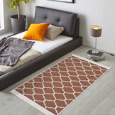 Boho Kelim Dubbelzijdig Wasbaar Vloerkleed Creme Koper