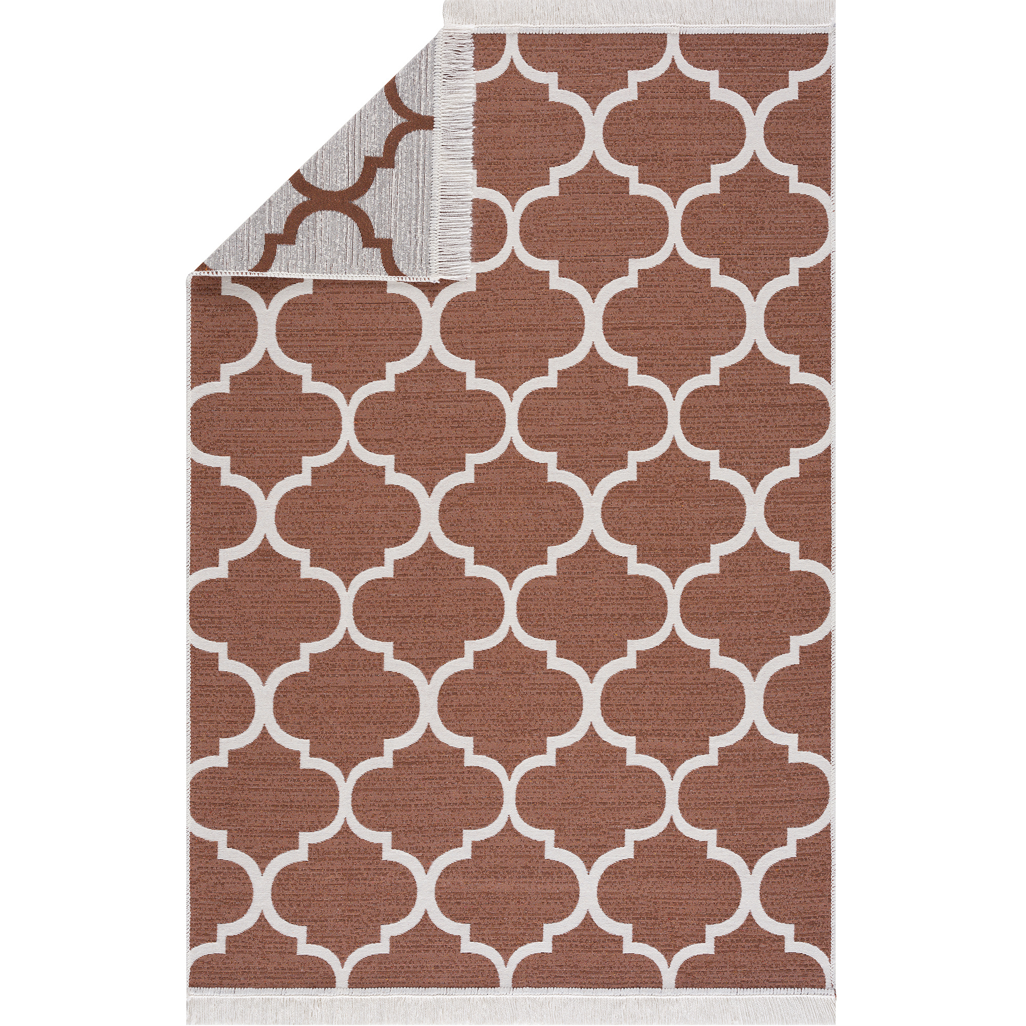 Boho Kelim Dubbelzijdig Wasbaar Vloerkleed Creme Koper