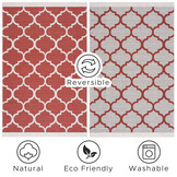 Boho Kelim Dubbelzijdig Wasbaar Vloerkleed Creme Rood