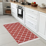 Boho Kelim Dubbelzijdig Wasbaar Vloerkleed Creme Rood