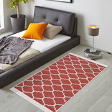 Boho Kelim Dubbelzijdig Wasbaar Vloerkleed Creme Rood