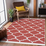 Boho Kelim Dubbelzijdig Wasbaar Vloerkleed Creme Rood