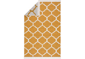 Boho Kelim Dubbelzijdig Wasbaar Vloerkleed Geel Grijs