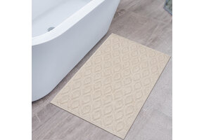 Badmat Kelim Wasbaar Creme Laagpolig Badkamer Toiletmat  Anti Slip