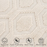 Badmat Kelim Wasbaar Creme Laagpolig Badkamer Toiletmat  Anti Slip