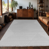 Arte Designer Vloerkleed Laagpolig Luxe Tapijt - Woonkamer Slaapkamer -  Zilver / Grijs