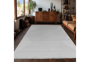 Arte Designer Vloerkleed Laagpolig Luxe Tapijt - Woonkamer Slaapkamer -  Zilver / Grijs