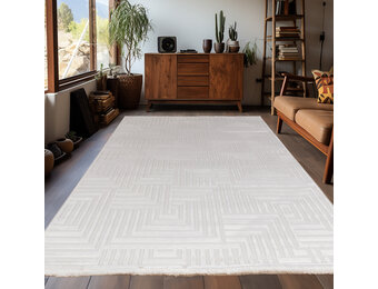 Arte Designer Vloerkleed Laagpolig Luxe Tapijt - Woonkamer Slaapkamer -  Creme