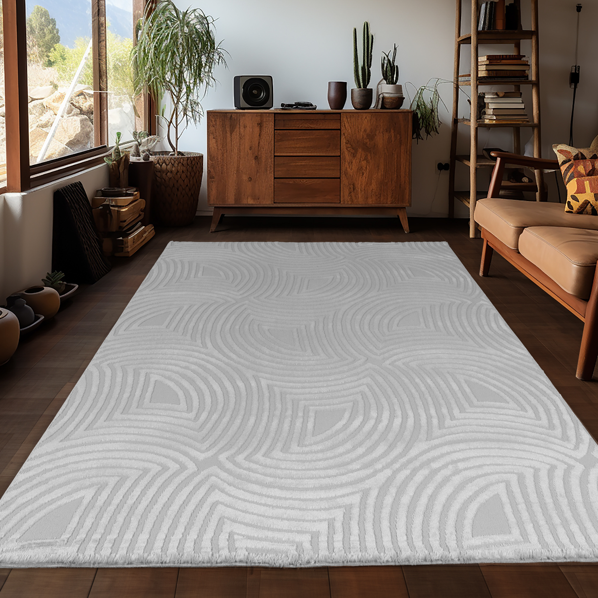 Arte Designer Vloerkleed Laagpolig Luxe Tapijt - Woonkamer Slaapkamer - Zilver / Grijs