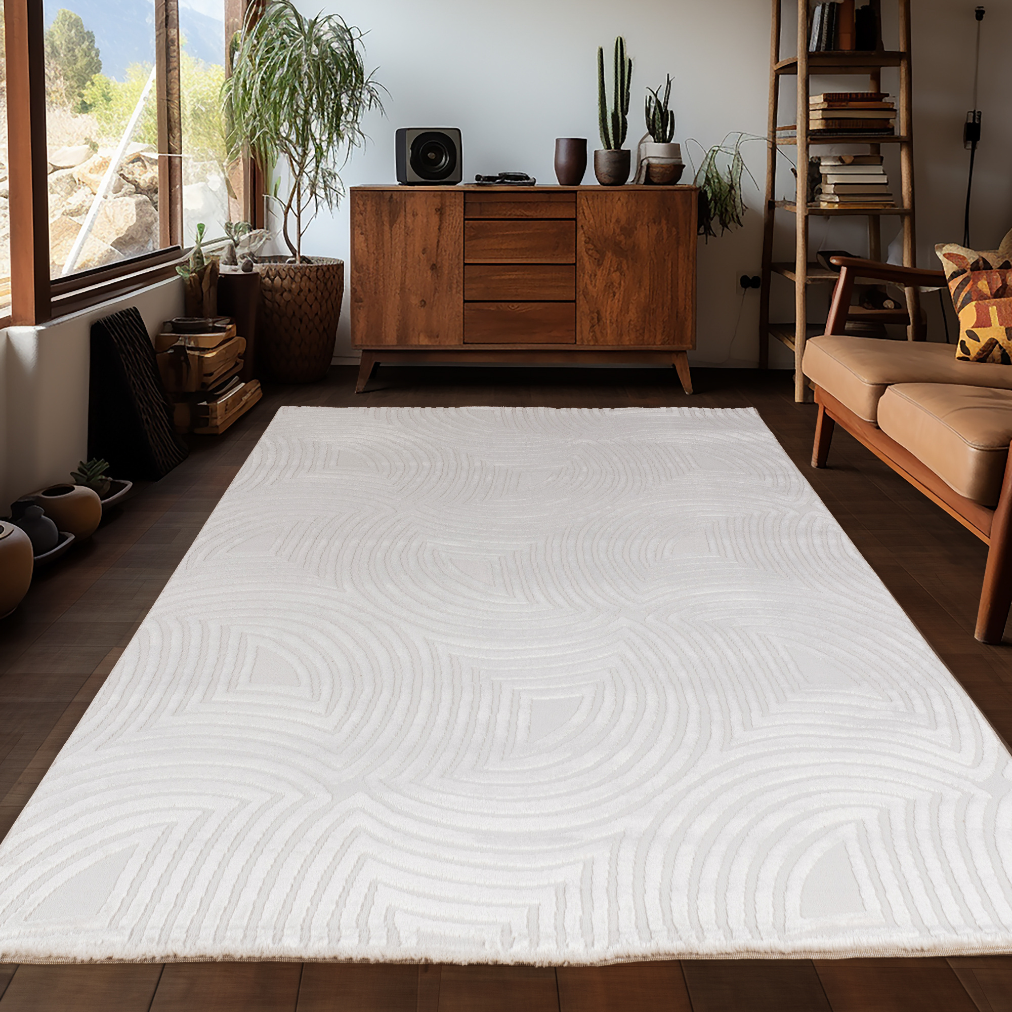 Arte Designer Vloerkleed Laagpolig Luxe Tapijt - Woonkamer Slaapkamer - Creme