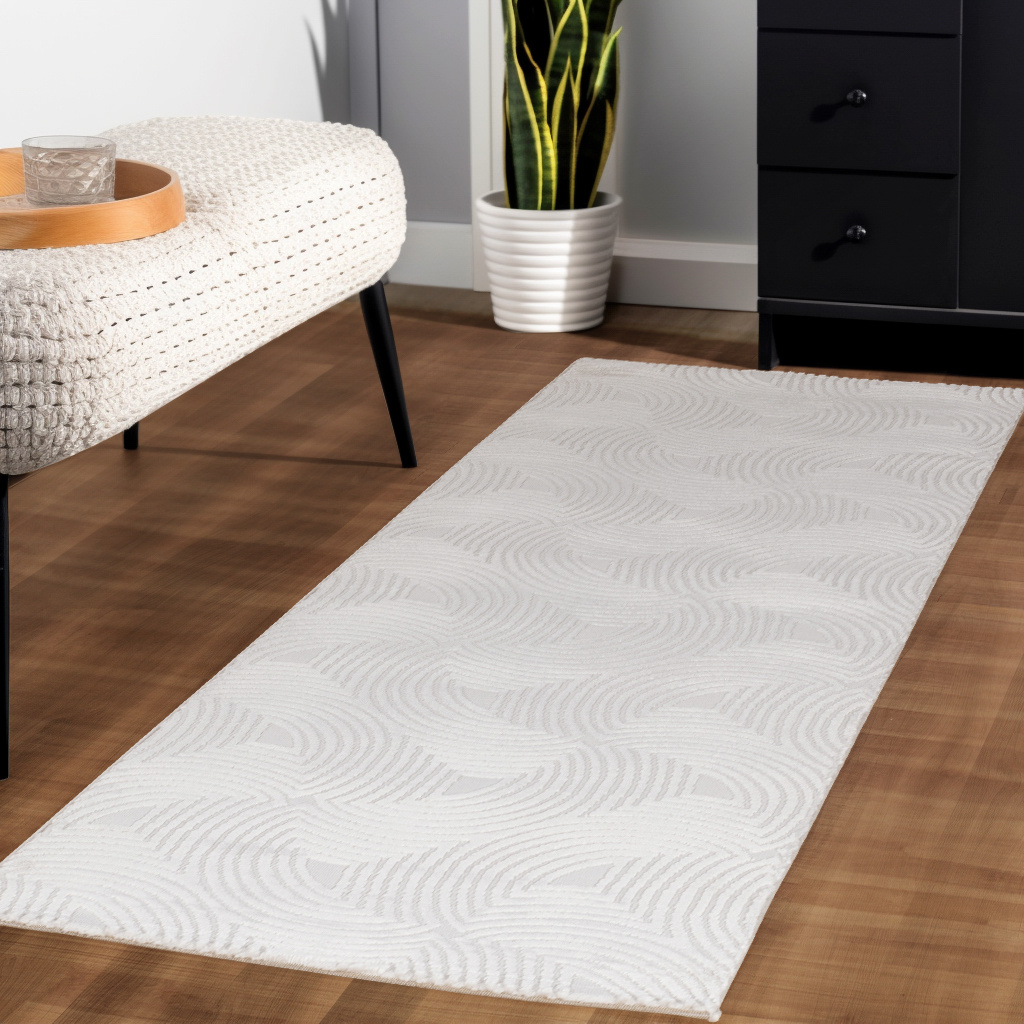 Arte Designer Vloerkleed Laagpolig Luxe Tapijt - Woonkamer Slaapkamer - Creme