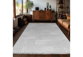 Arte Designer Vloerkleed Laagpolig Luxe Tapijt - Woonkamer Slaapkamer -  Zilver / Grijs