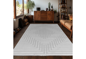 Arte Designer Vloerkleed Laagpolig Luxe Tapijt - Woonkamer Slaapkamer -  Zilver / Grijs