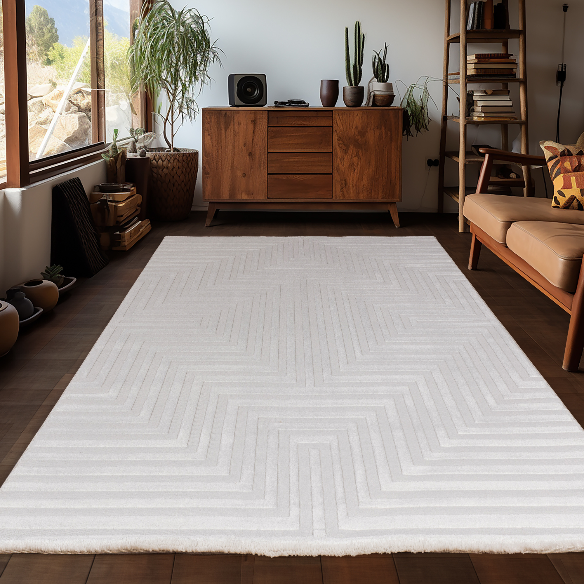Arte Designer Vloerkleed Laagpolig Luxe Tapijt - Woonkamer Slaapkamer -  Creme