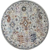 Picasso Sarough Rond Vloerkleed Vintage Tapijt Woonkamer - Multi / Grijs