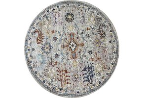 Picasso Sarough Rond Vloerkleed Vintage Tapijt Woonkamer - Multi / Grijs