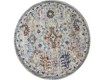 Picasso Sarough Rond Vloerkleed Vintage Tapijt Woonkamer - Multi / Grijs