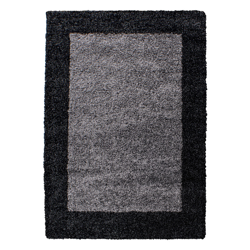 Basic Shaggy Kader vloerkleed Antraciet / Grijs Hoogpolig
