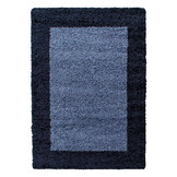 Basic Shaggy Kader vloerkleed Blauw Hoogpolig