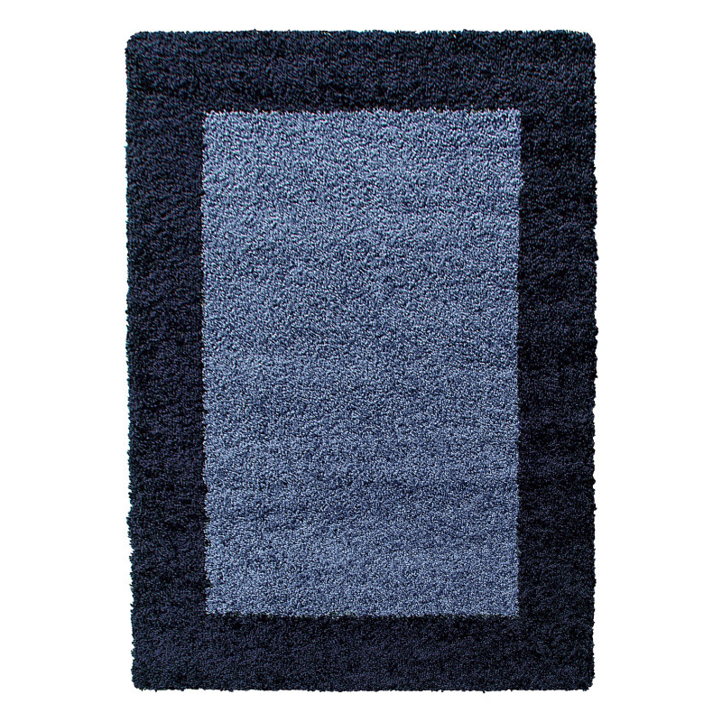 Basic Shaggy Kader vloerkleed Blauw Hoogpolig