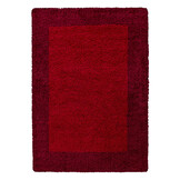 Tapijtenloods Basic Shaggy Kader vloerkleed Rood Hoogpolig