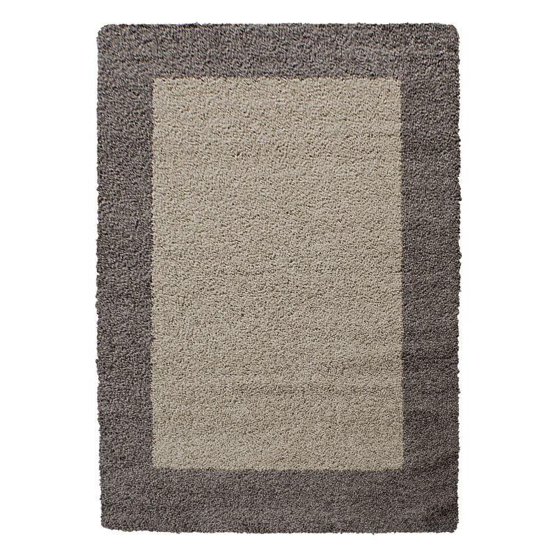 Basic Shaggy Kader vloerkleed Taupe Hoogpolig