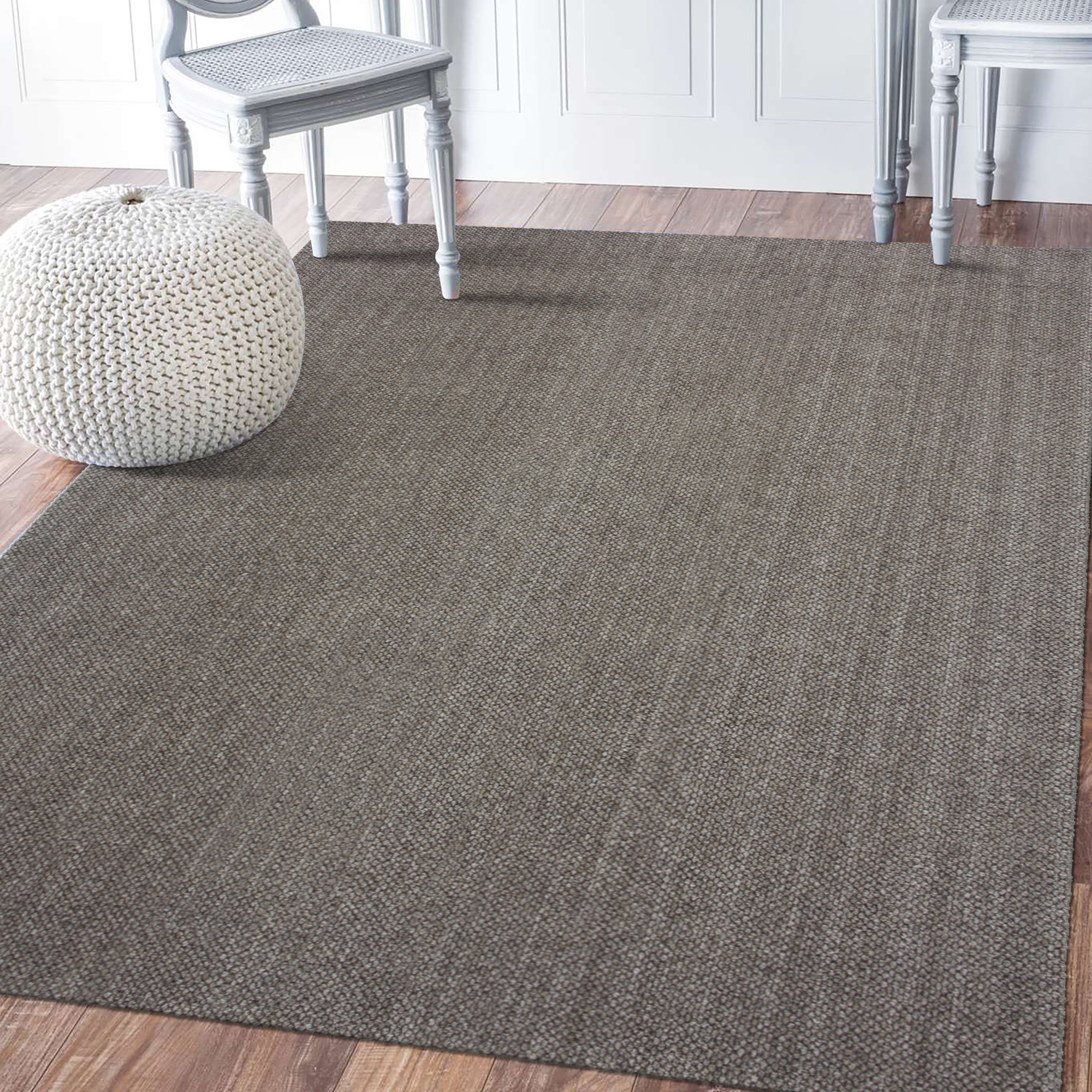 Natural Vloerkleed Wol Polyester Effen Laagpolig Vloerkleed Woonkamer Slaapkamer Donker Grijs