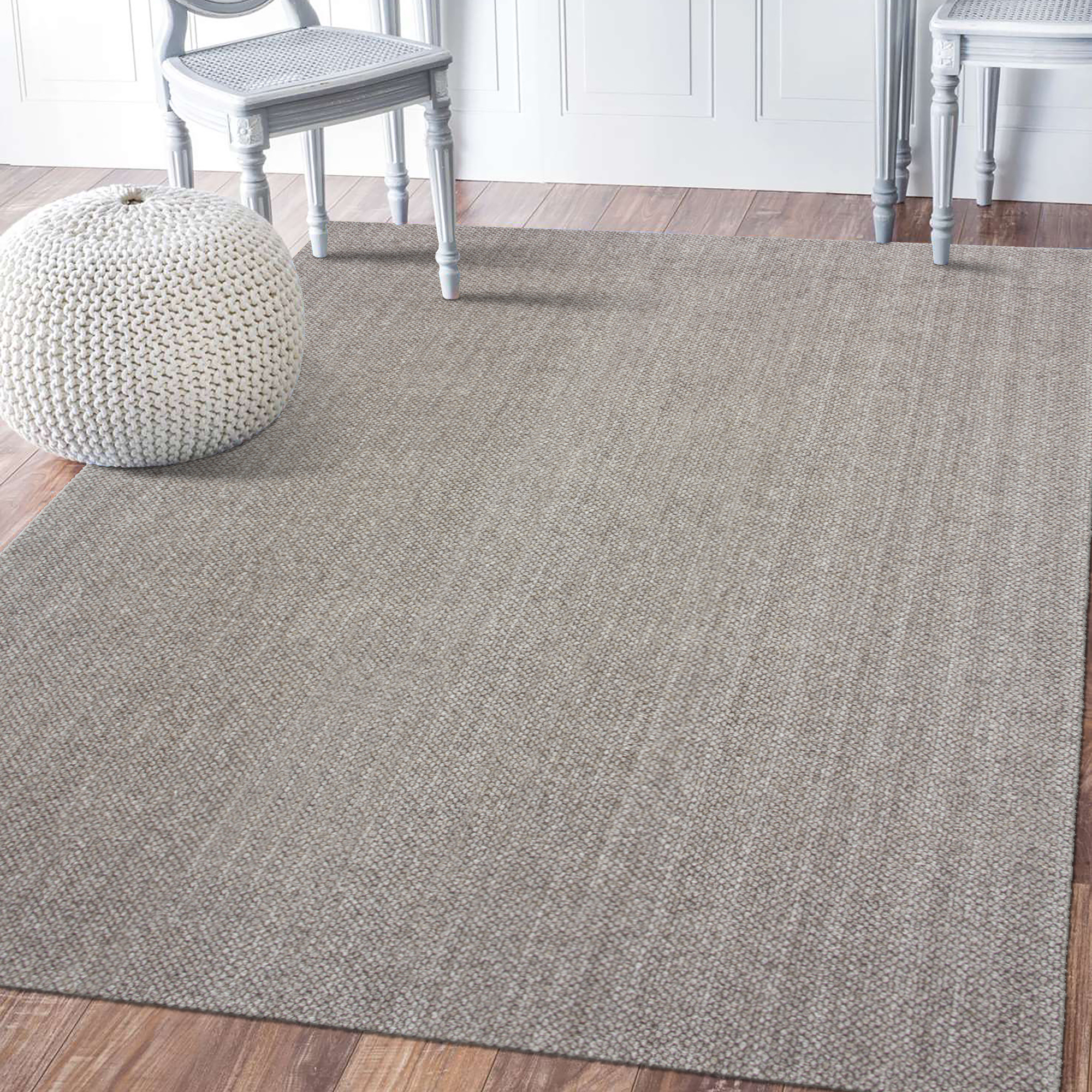 Natural Vloerkleed Wol Polyester Effen Laagpolig Vloerkleed Woonkamer Slaapkamer Grijs