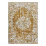 Nostalgia Vintage Rechthoek Laagpolig Vloerkleed Wasbaar Anti-Slip Woonkamer Slaapkamer Geel