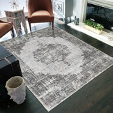 Nostalgia Vintage Rechthoek Laagpolig Vloerkleed Wasbaar Anti-Slip Woonkamer Slaapkamer Grijs