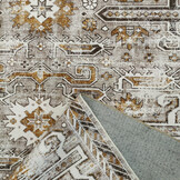 Nostalgia Oriental Vintage Rechthoek Laagpolig Vloerkleed Wasbaar Anti-Slip Woonkamer Slaapkamer Beige