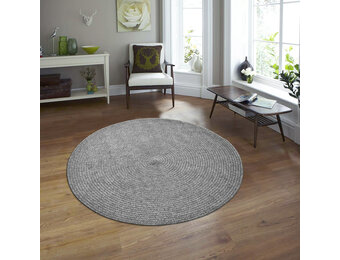 Corda Buitenkleed - Gevlochten - Handgemaakt - Rond - In & Outdoor Vloerkleed - Weerbestendig - Grijs