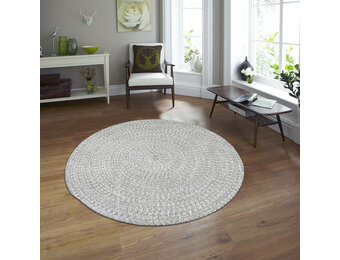 Corda Buitenkleed - Gevlochten - Handgemaakt - Rond - In & Outdoor Vloerkleed - Weerbestendig - Lichtgrijs