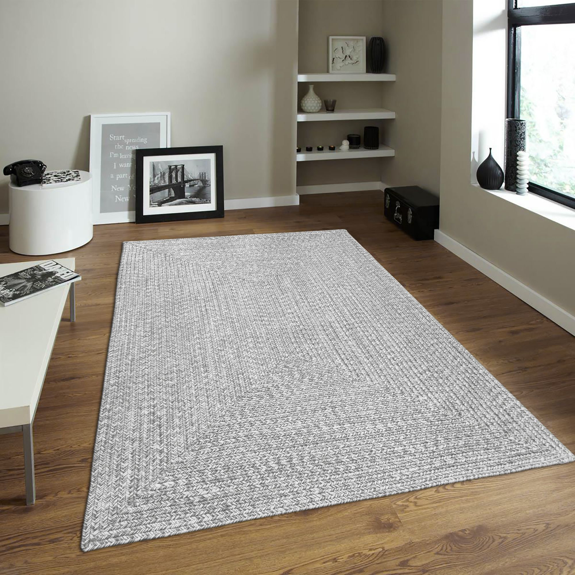 Corda Buitenkleed - Gevlochten - Handgemaakt - In & Outdoor Vloerkleed - Weerbestendig - Lichtgrijs