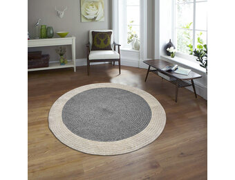 Corda Buitenkleed - Gevlochten - Handgemaakt - Rond - In & Outdoor Vloerkleed - Weerbestendig - Grijs Creme